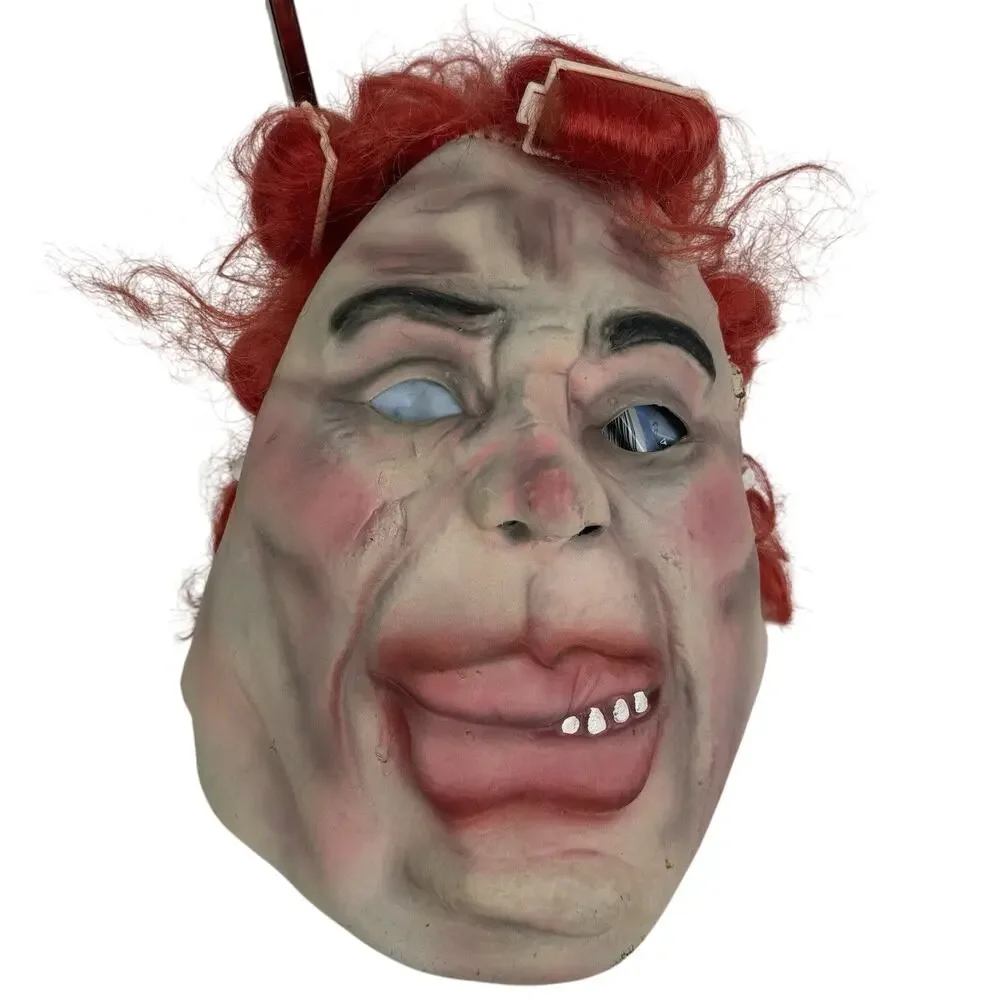 Topstone Woman With Red Hair & Curlers Rubber Mask Vintage‎ Has Holes And Tears